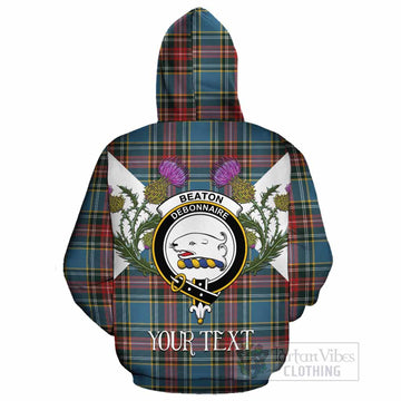 Beaton Tartan Family Crest Cotton Hoodie Scottish Burns Night Thistle Floral