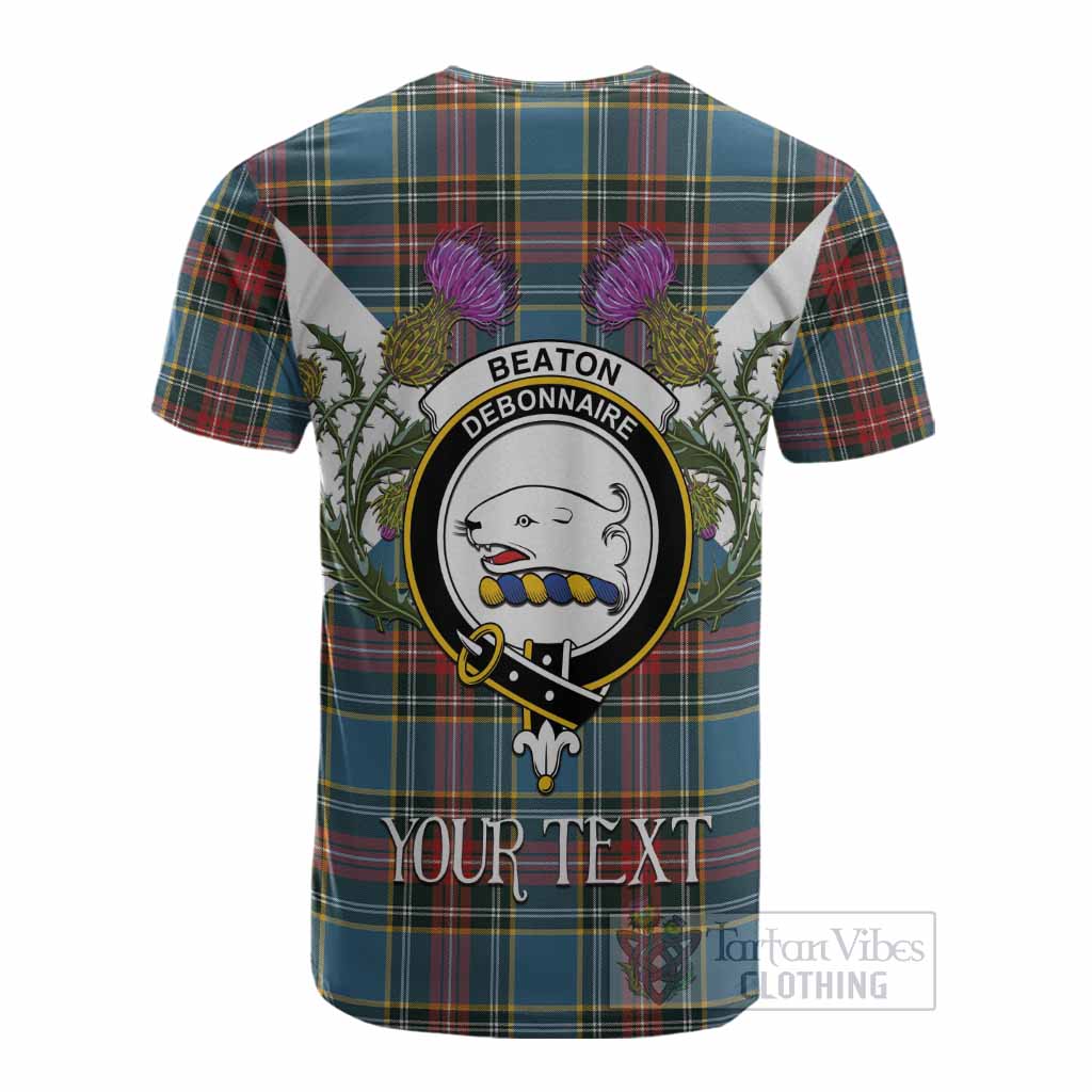 Beaton Tartan Family Crest Cotton T-shirt Scottish Burns Night Thistle Floral