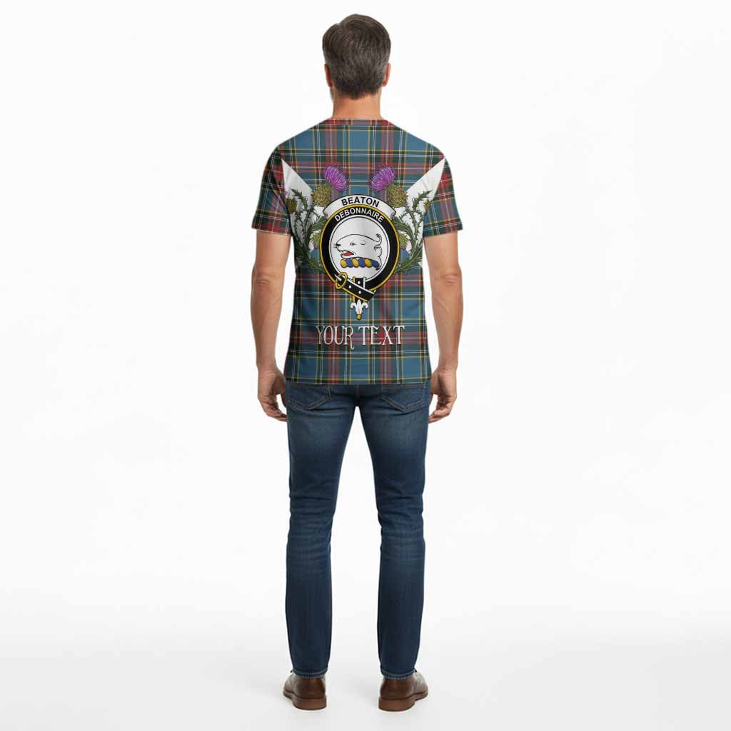 Beaton Tartan Family Crest Cotton T-shirt Scottish Burns Night Thistle Floral