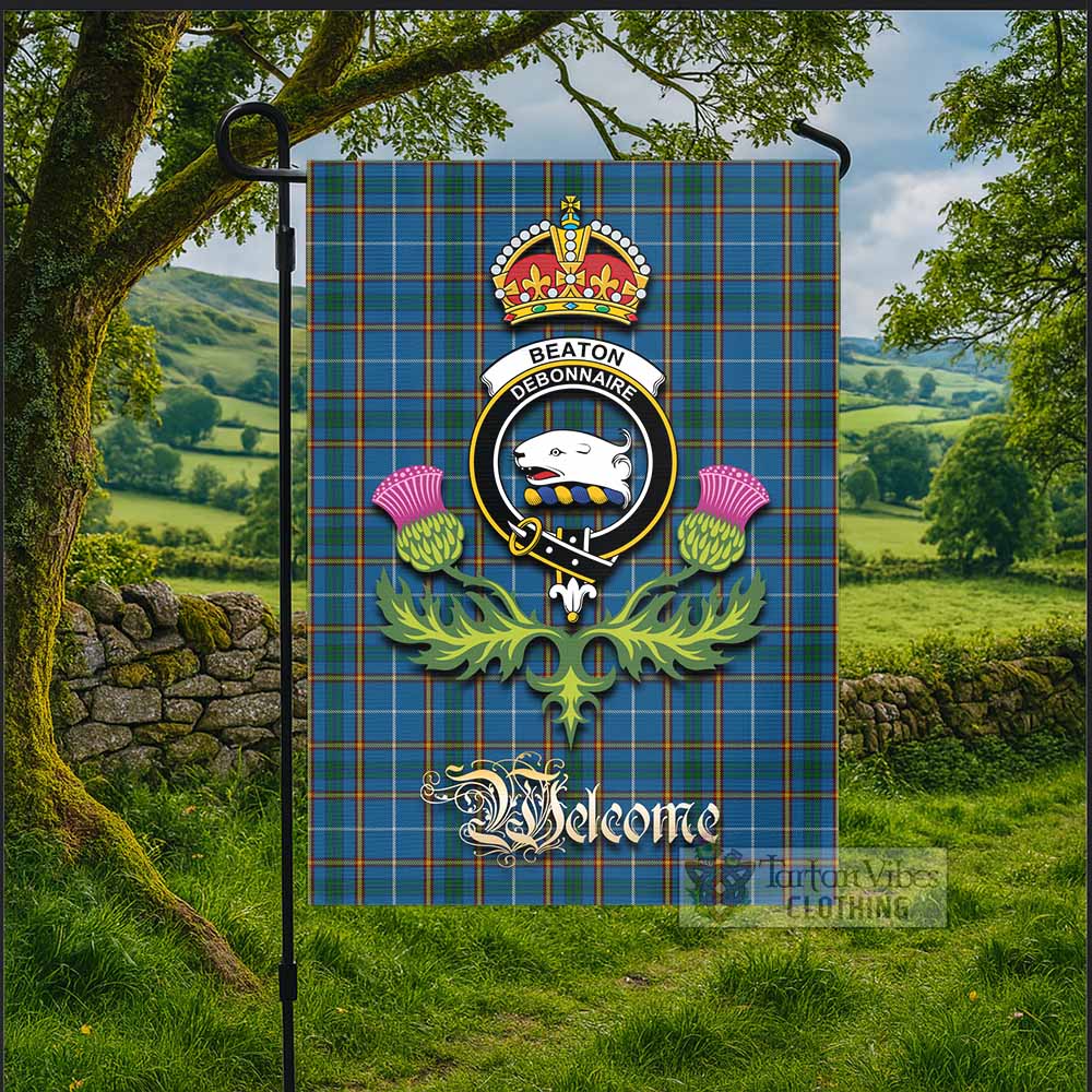 Beaton Tartan Family Crest Garden Flag Royal Thistle Welcome Style - Tartan Vibes Clothing
