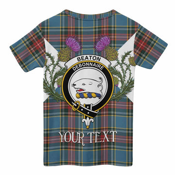 Beaton Tartan Family Crest Kid T-shirt Scottish Burns Night Thistle Floral