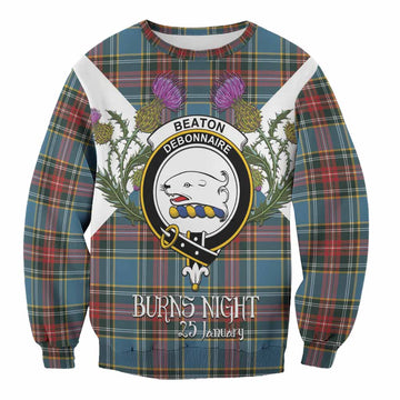 Beaton Tartan Family Crest Sweatshirt Scottish Burns Night Thistle Floral
