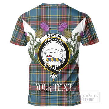 Beaton Tartan Family Crest T-Shirt Scottish Burns Night Thistle Floral