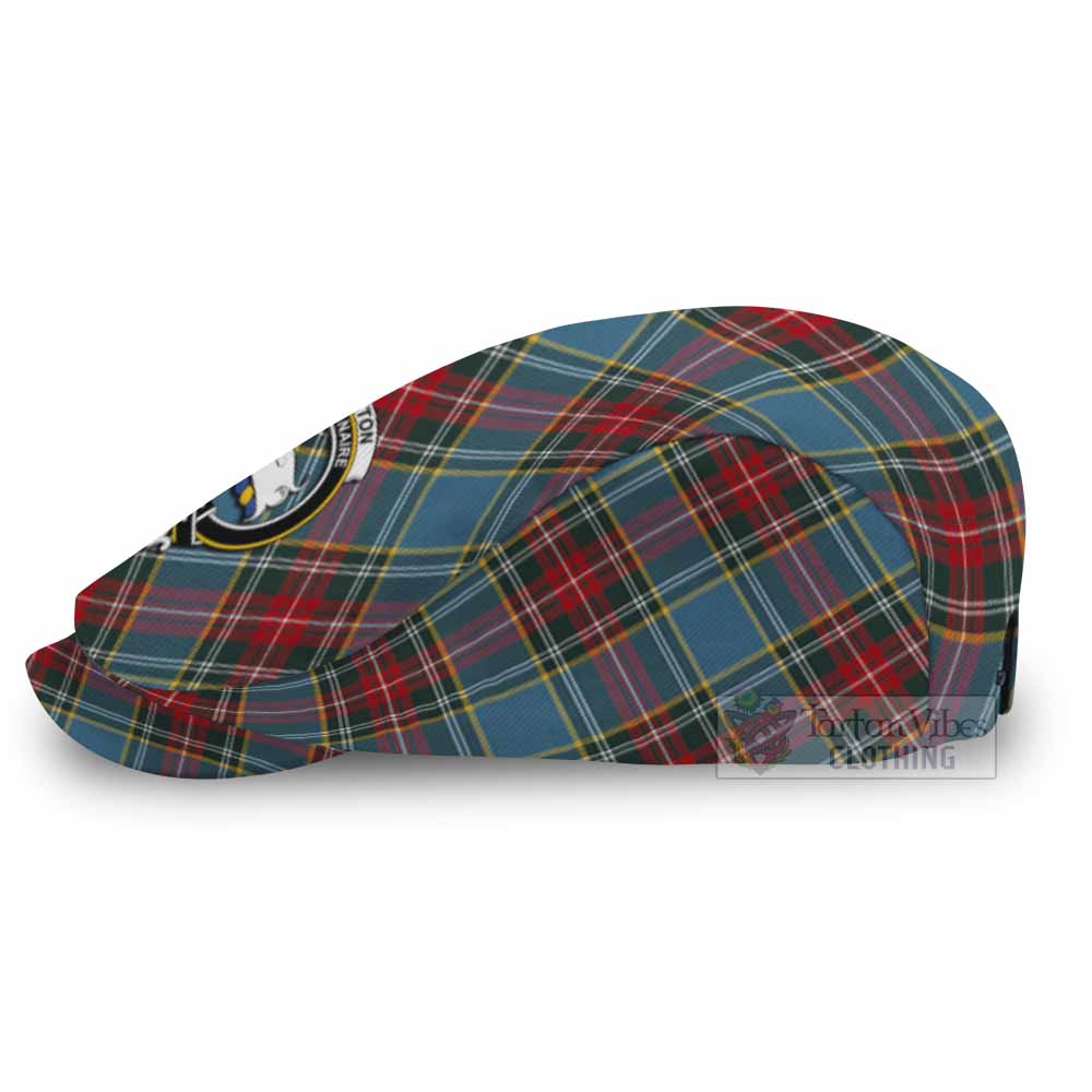 Beaton Tartan Flat Cap, Jeff Cap Cross Style with Family Crest - Tartan Vibes Clothing