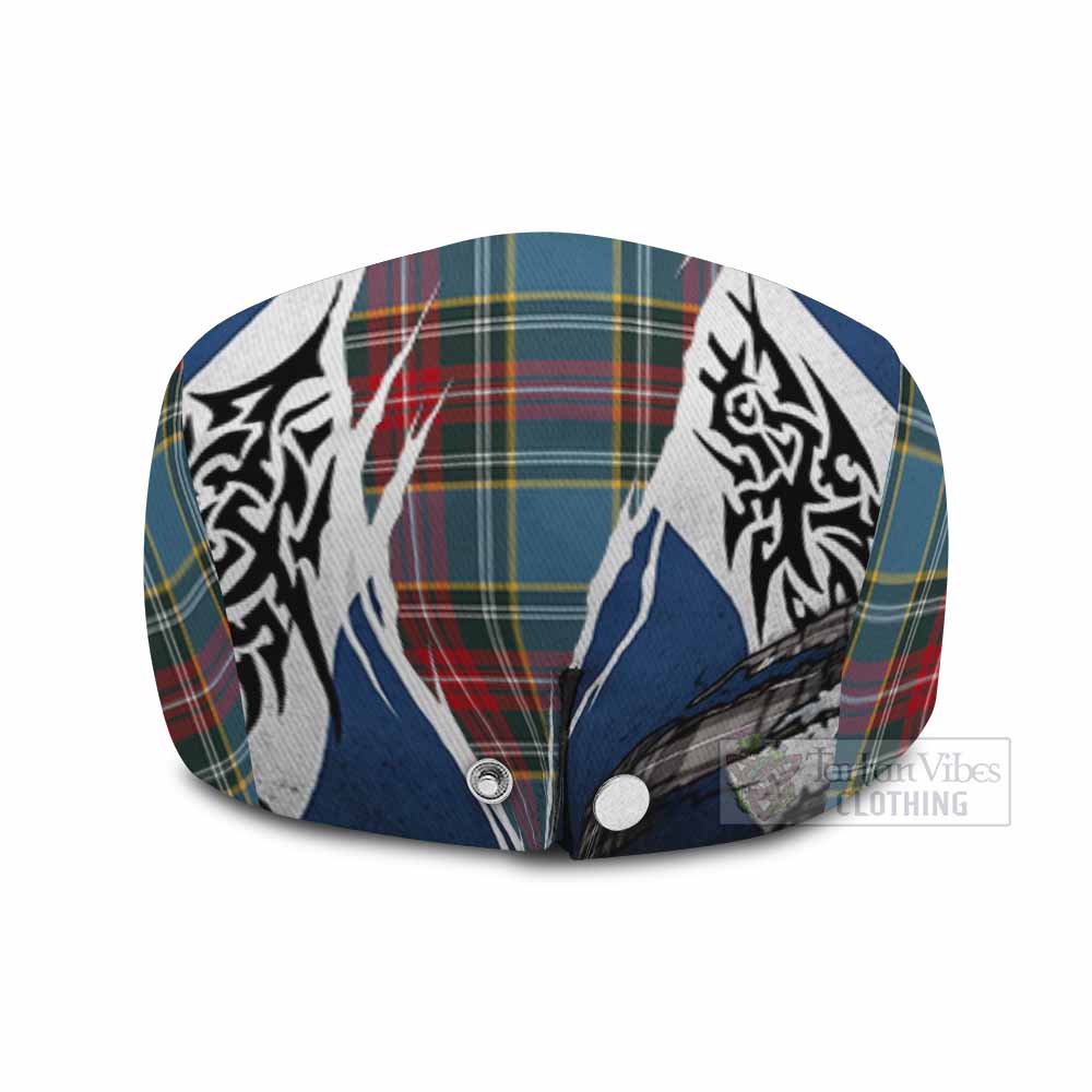 Beaton Tartan Flat Cap, Jeff Cap Scotland Flag Ripped Tribal Design