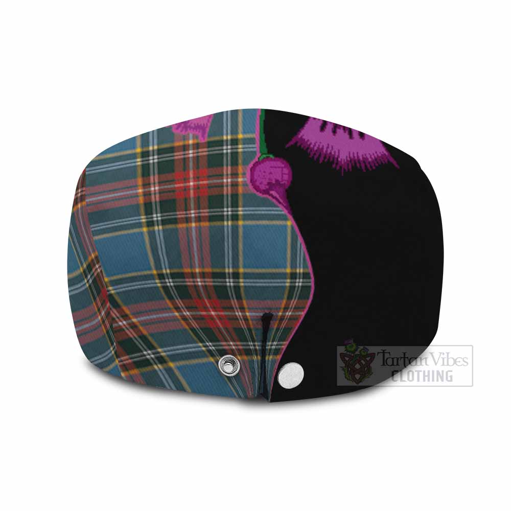 Beaton Tartan Flat Cap, Jeff Cap Traditional Scottish Thistle