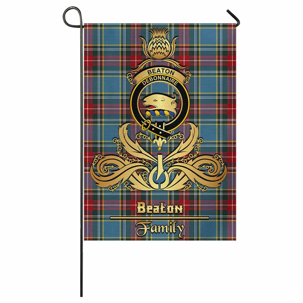 Beaton Tartan Garden Flag with Highland Thistle Cherish Family Crest Style - Tartan Vibes Clothing