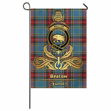 Beaton Tartan Garden Flag with Highland Thistle Cherish Family Crest Style