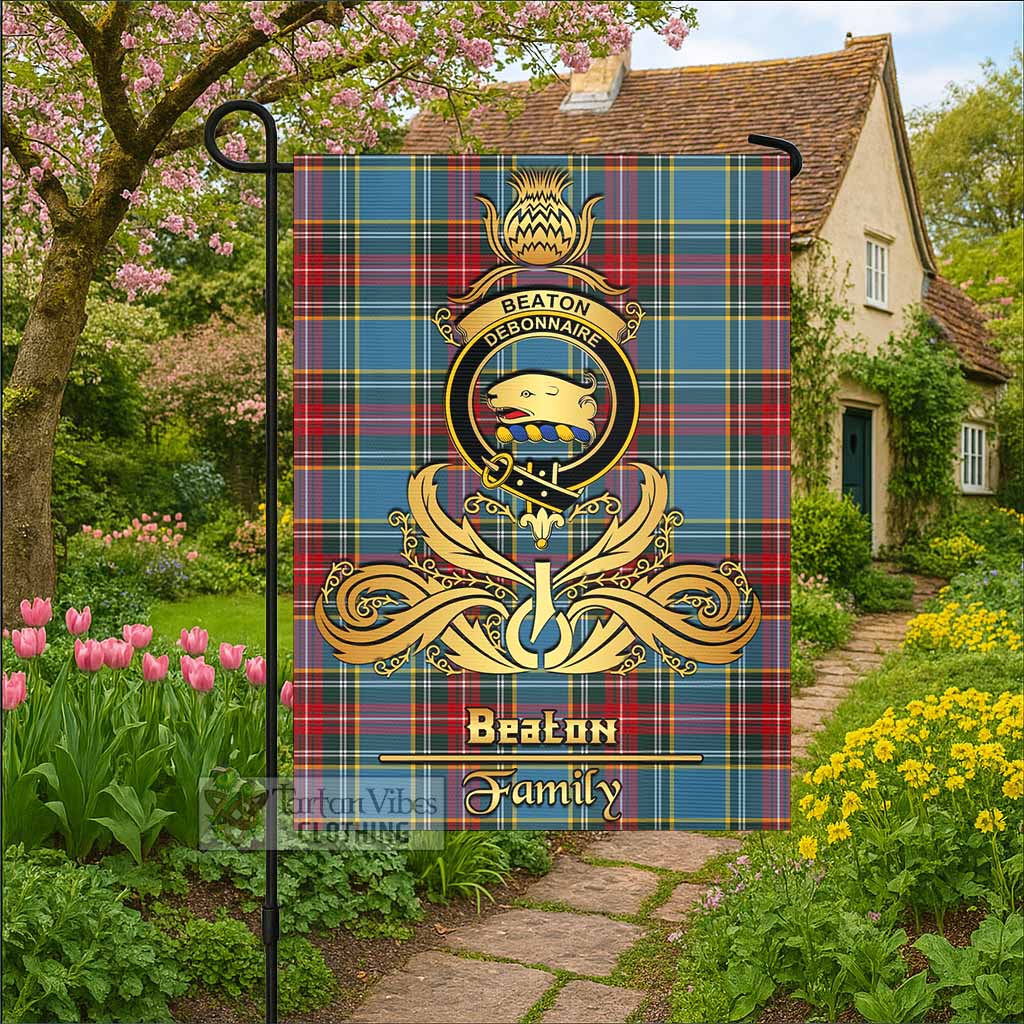 Beaton Tartan Garden Flag with Highland Thistle Cherish Family Crest Style - Tartan Vibes Clothing