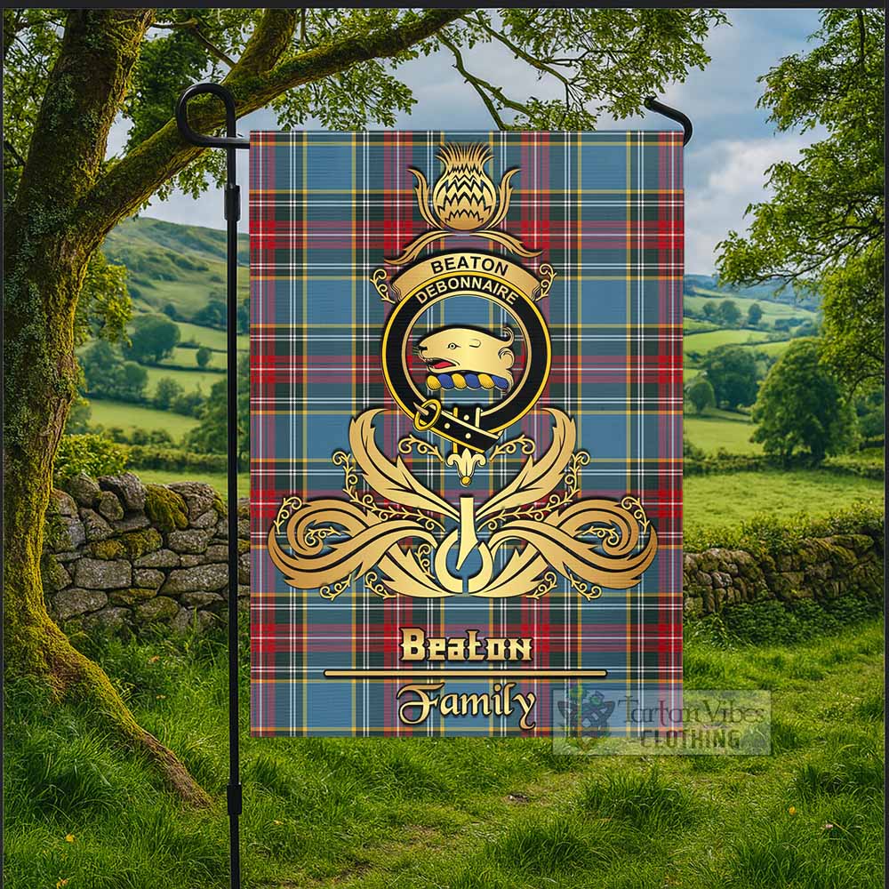 Beaton Tartan Garden Flag with Highland Thistle Cherish Family Crest Style - Tartan Vibes Clothing
