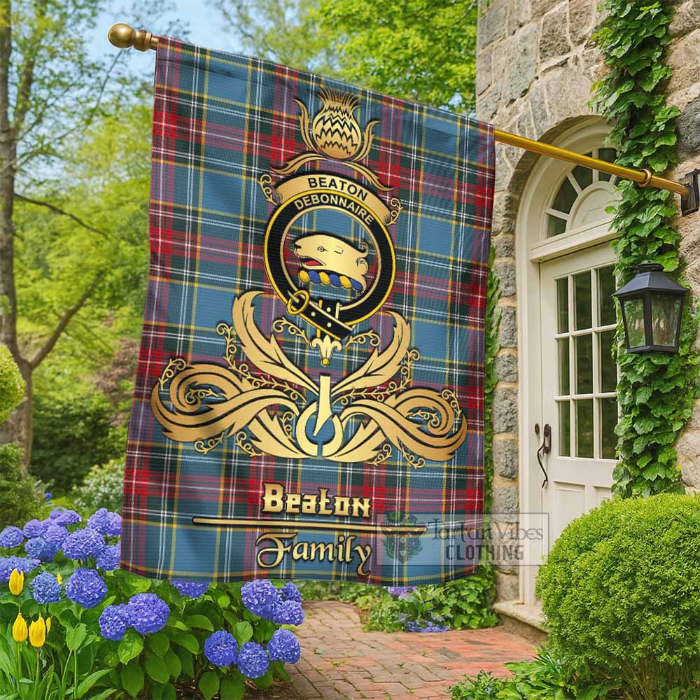 Beaton Tartan Garden Flag with Highland Thistle Cherish Family Crest Style - Tartan Vibes Clothing