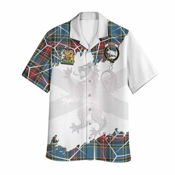 Beaton Tartan Hawaiian Shirt with Family Crest and Lion Rampant Grunge Style