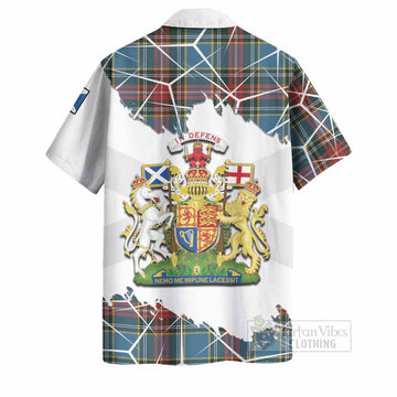Beaton Tartan Hawaiian Shirt with Family Crest and Lion Rampant Grunge Style