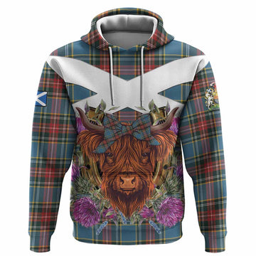 Beaton Tartan Hoodie Scottish Thistle Heilan Coo