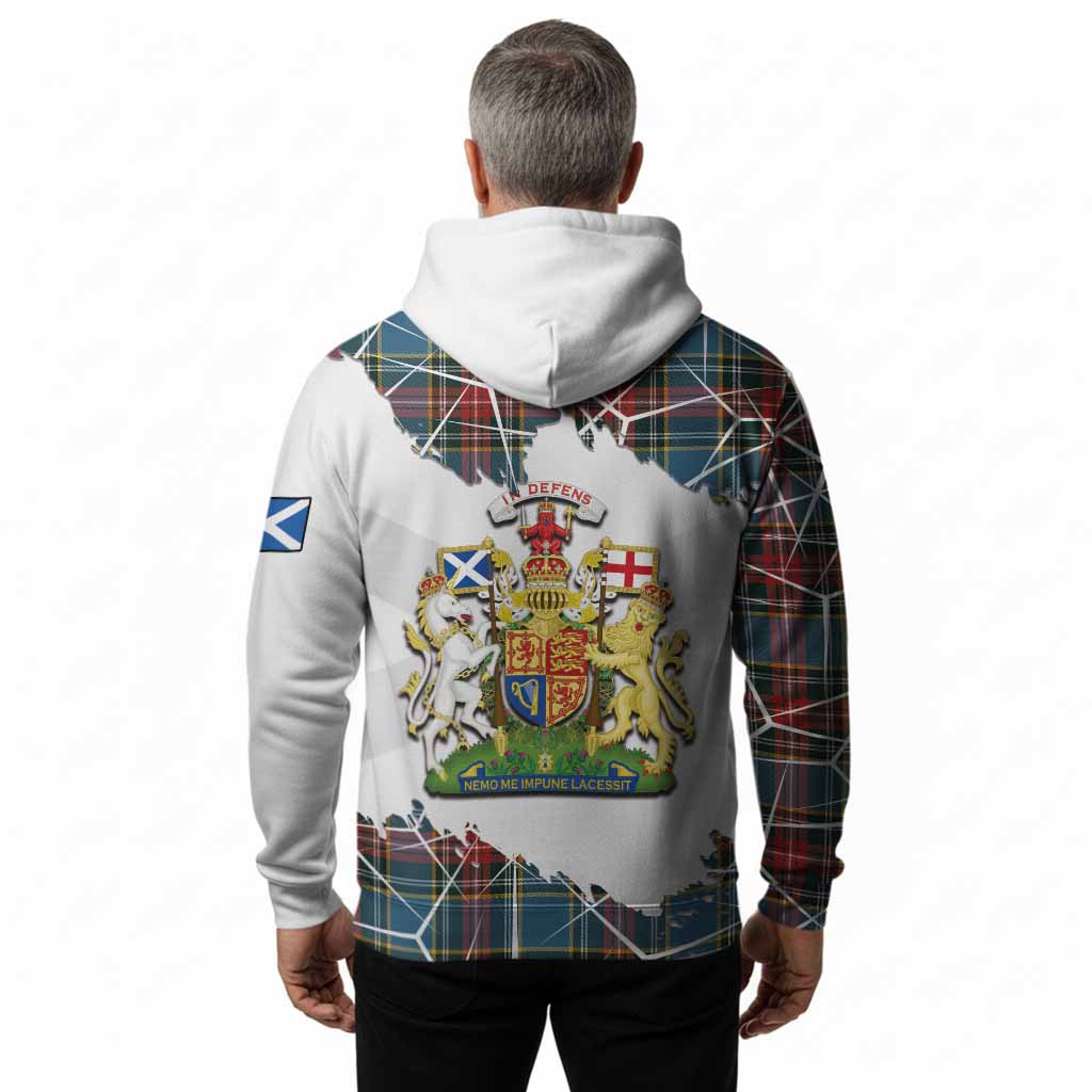 Beaton Tartan Hoodie with Family Crest and Lion Rampant Grunge Style
