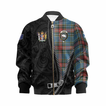 Beaton Tartan Kid Bomber Jacket New Zealand Pattern Unique Zipper Stylized