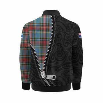 Beaton Tartan Kid Bomber Jacket New Zealand Pattern Unique Zipper Stylized