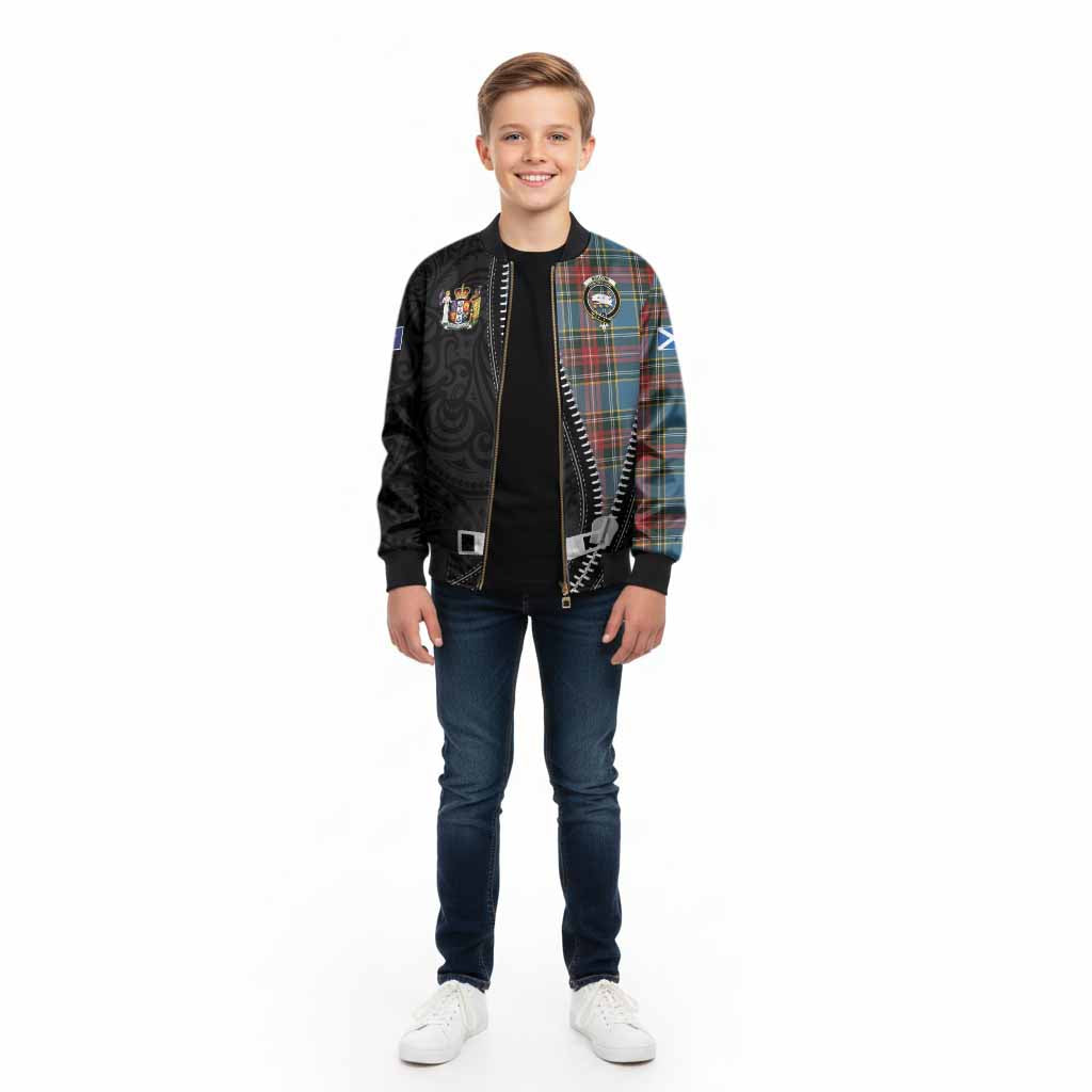 Beaton Tartan Kid Bomber Jacket New Zealand Pattern Unique Zipper Stylized