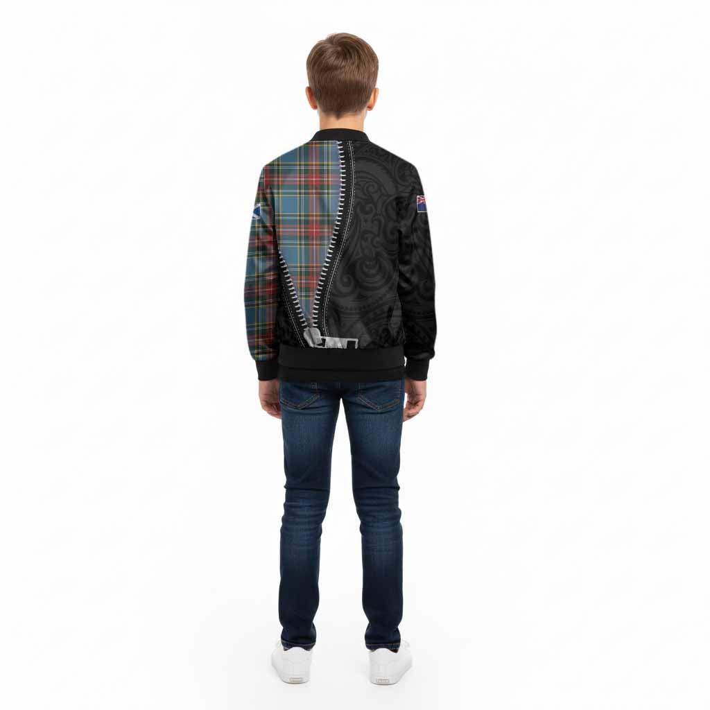Beaton Tartan Kid Bomber Jacket New Zealand Pattern Unique Zipper Stylized