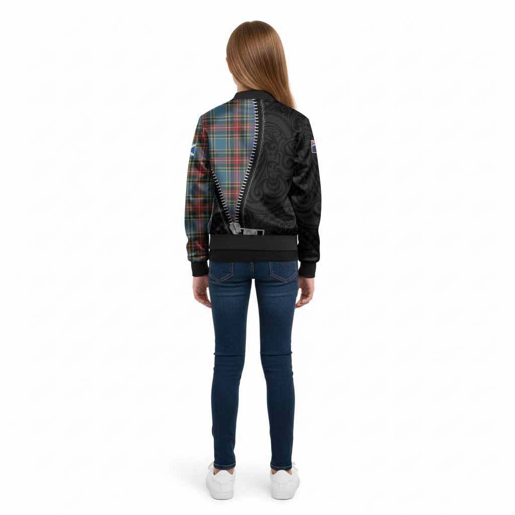 Beaton Tartan Kid Bomber Jacket New Zealand Pattern Unique Zipper Stylized
