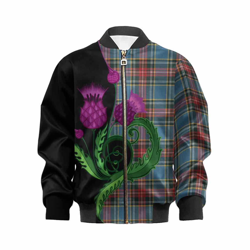Beaton Tartan Kid Bomber Jacket Traditional Scottish Thistle
