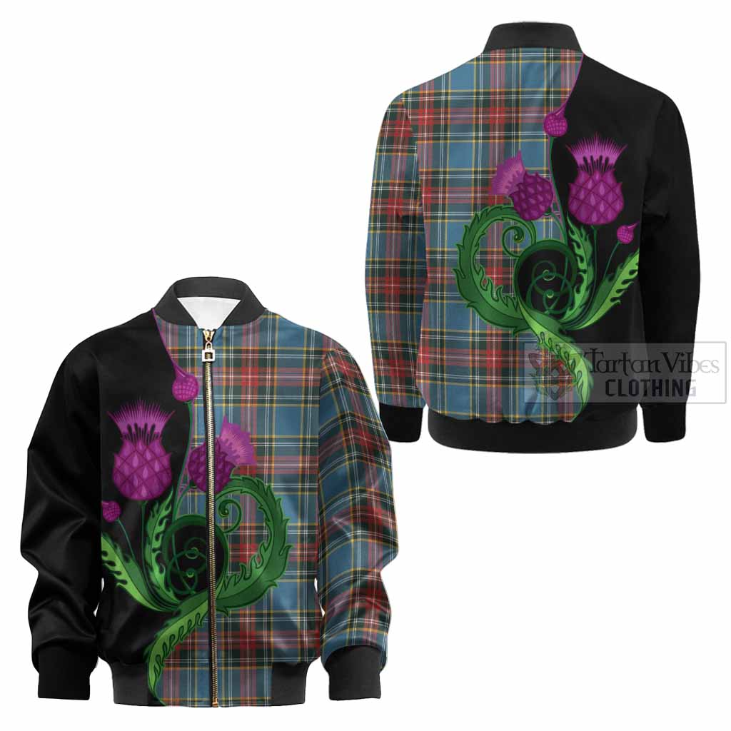 Beaton Tartan Kid Bomber Jacket Traditional Scottish Thistle
