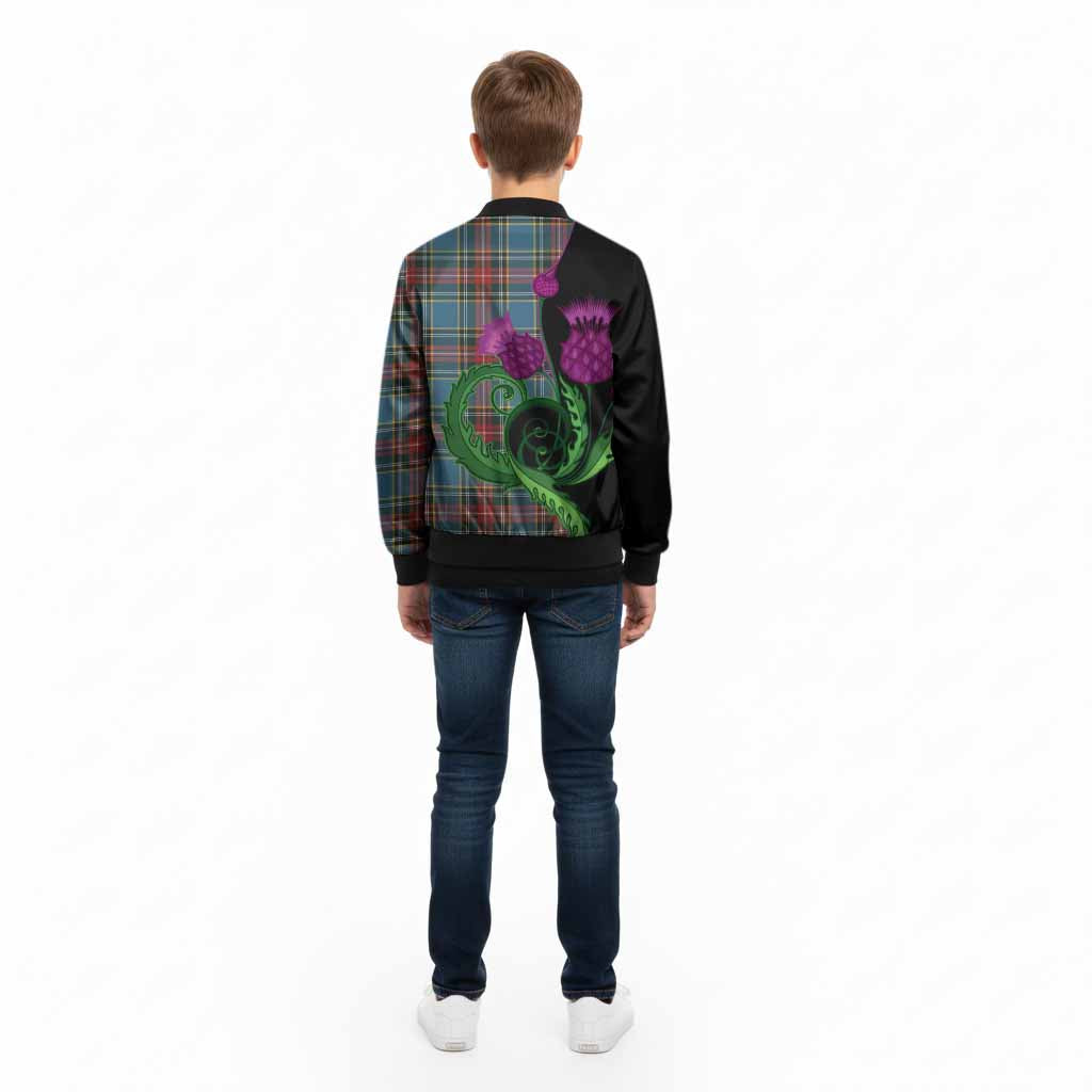 Beaton Tartan Kid Bomber Jacket Traditional Scottish Thistle