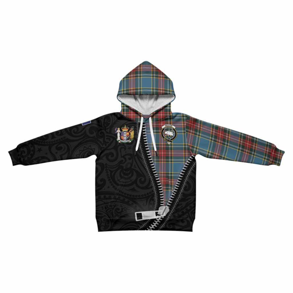 Beaton Tartan Kid Hoodie New Zealand Pattern Unique Zipper Stylized
