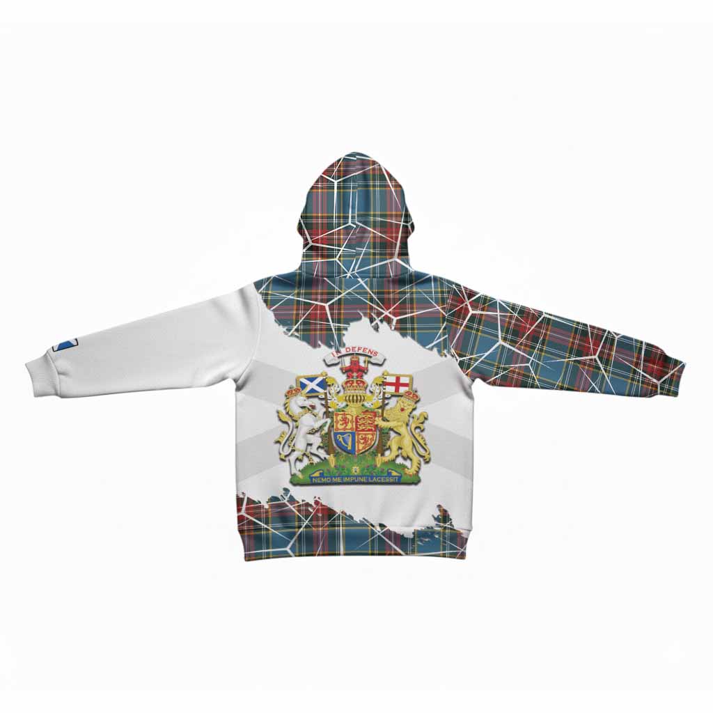Beaton Tartan Kid Hoodie with Family Crest and Lion Rampant Grunge Style