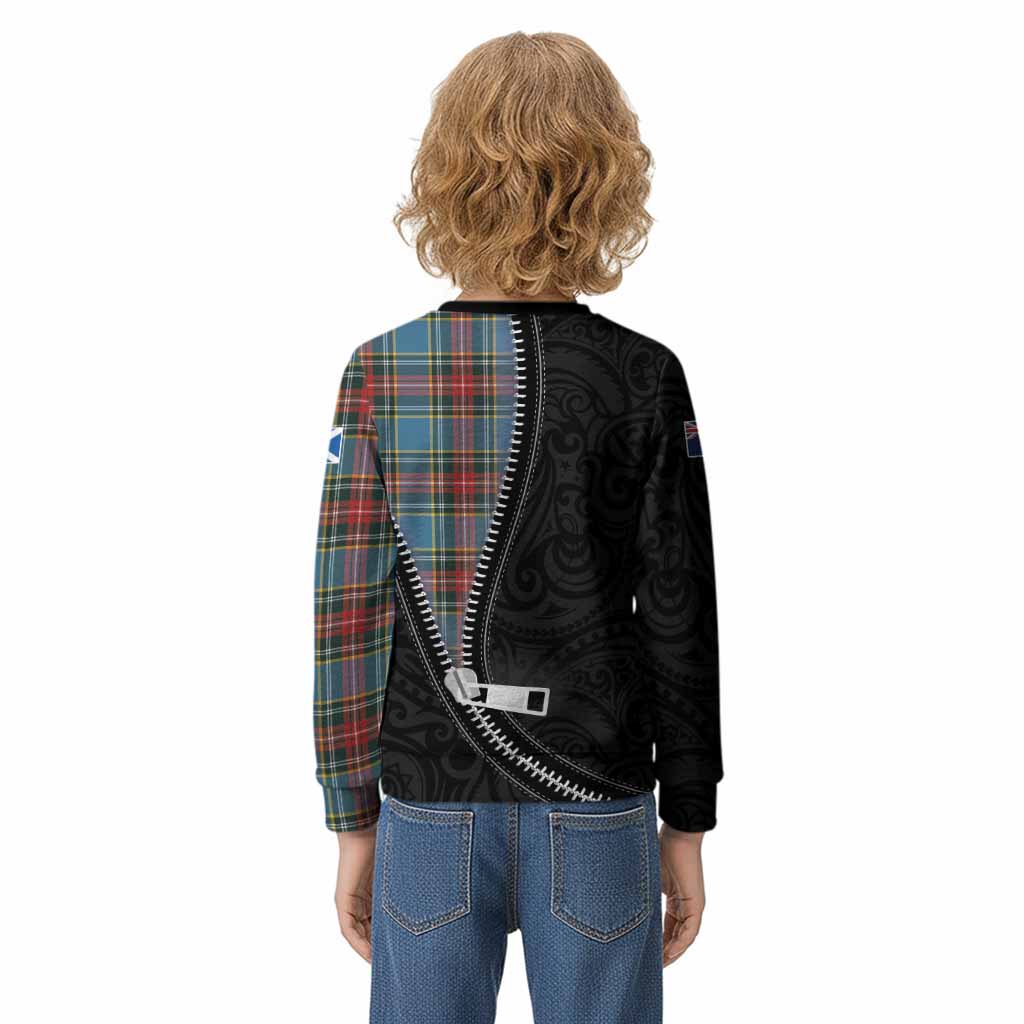 Beaton Tartan Kid Knitted Sweatshirt New Zealand Pattern Unique Zipper Stylized