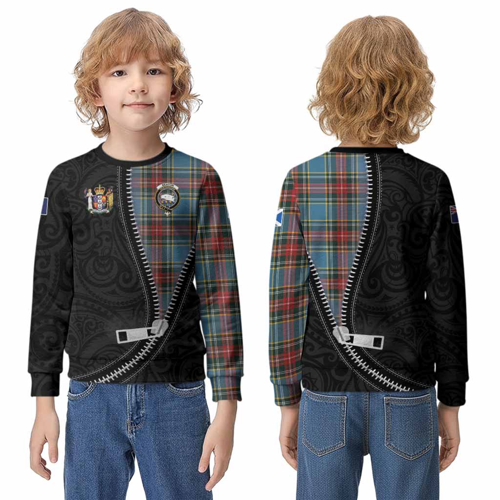 Beaton Tartan Kid Knitted Sweatshirt New Zealand Pattern Unique Zipper Stylized