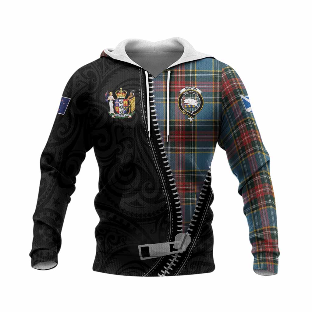 Beaton Tartan Knitted Hoodie New Zealand Pattern Unique Zipper Stylized