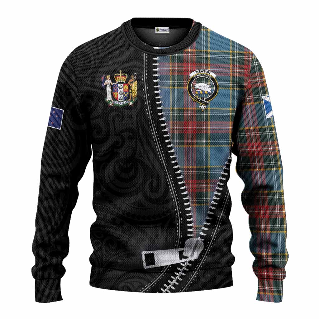 Beaton Tartan Knitted Sweater New Zealand Pattern Unique Zipper Stylized