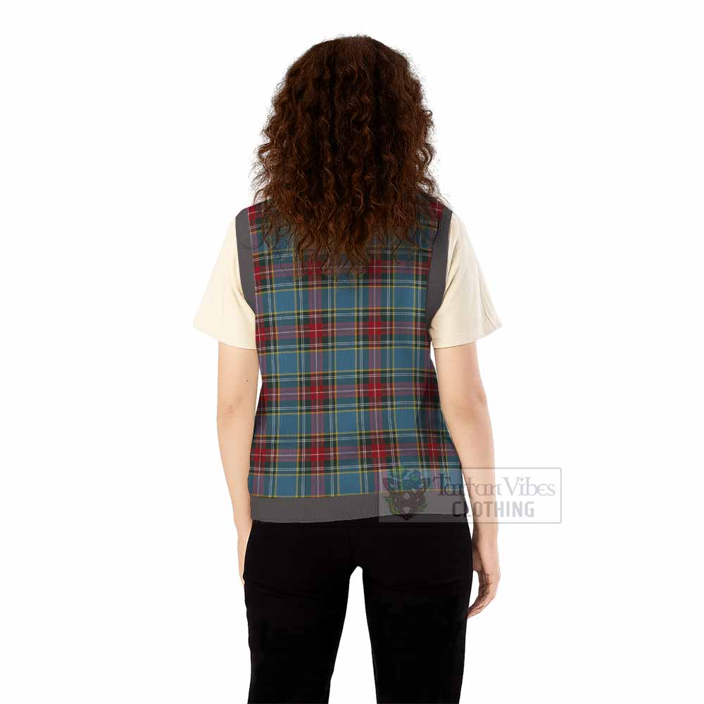 Beaton Tartan Knitted V-Neck Vest with Family Crest - Tartan Vibes Clothing