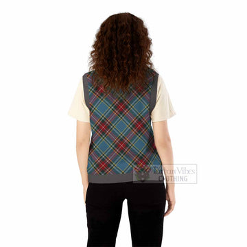 Baird Tartan Knitted V-Neck Vest with Family Crest Cross Style