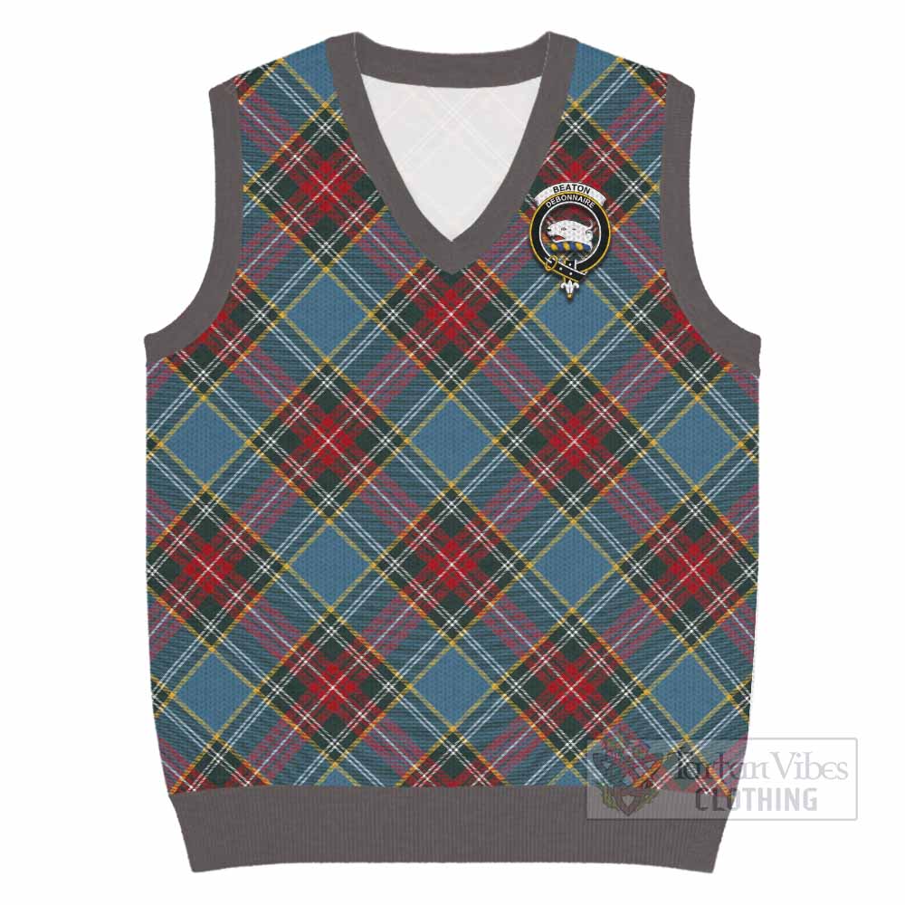 Baird Tartan Knitted V-Neck Vest with Family Crest Cross Style