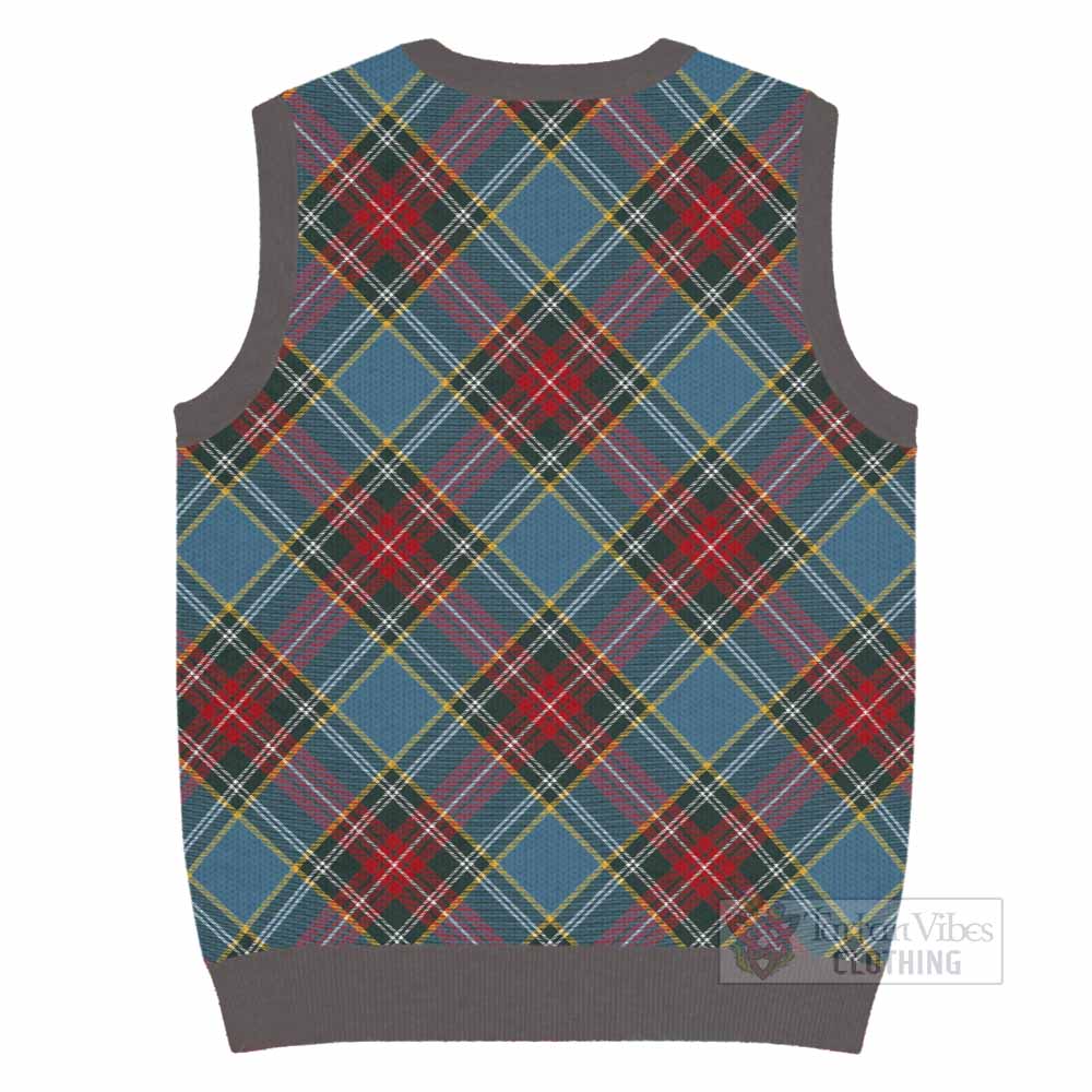 Baird Tartan Knitted V-Neck Vest with Family Crest Cross Style