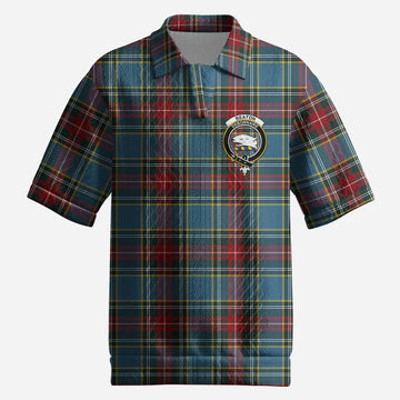 Beaton Tartan Men’s Polo Sweater Top with Family Crest