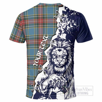 Beaton Tartan Scottish T-Shirt Angry Lion With Soccer Ball Style