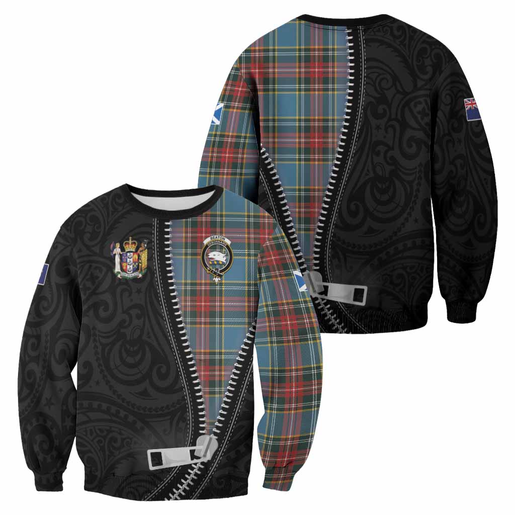 Beaton Tartan Sweatshirt New Zealand Pattern Unique Zipper Stylized