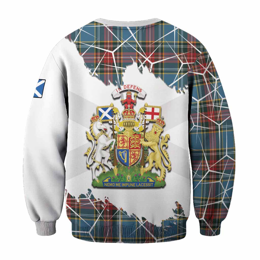 Beaton Tartan Sweatshirt with Family Crest and Lion Rampant Grunge Style