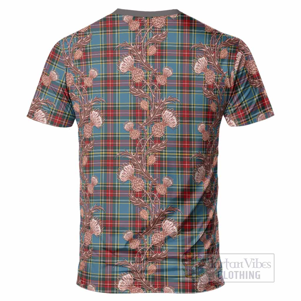 Beaton Tartan T-Shirt Seamless Scottish Thistle Flowers
