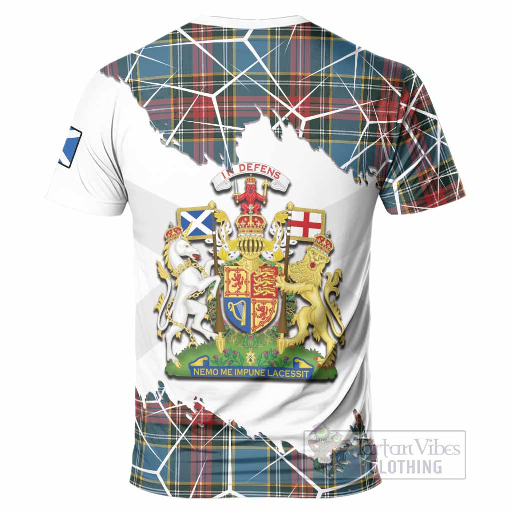Beaton Tartan T-Shirt with Family Crest and Lion Rampant Grunge Style