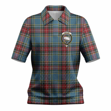 Beaton Tartan Women’s Polo Sweater Top with Family Crest