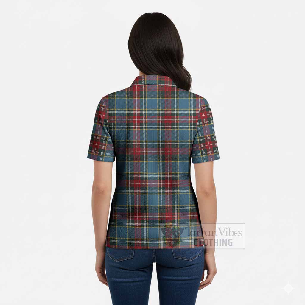 Beaton Tartan Women’s Polo Sweater Top with Family Crest