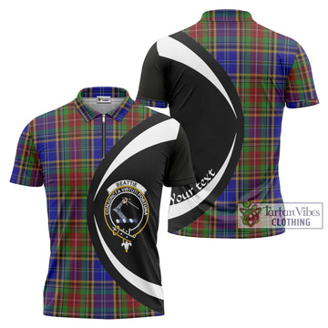Beattie Tartan Zipper Polo Shirt with Family Crest Circle Style Unisex - Tartan Vibes Clothing