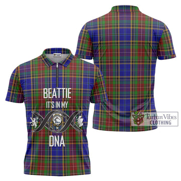 Beattie Tartan Zipper Polo Shirt with Family Crest DNA In Me Style Unisex - Tartan Vibes Clothing