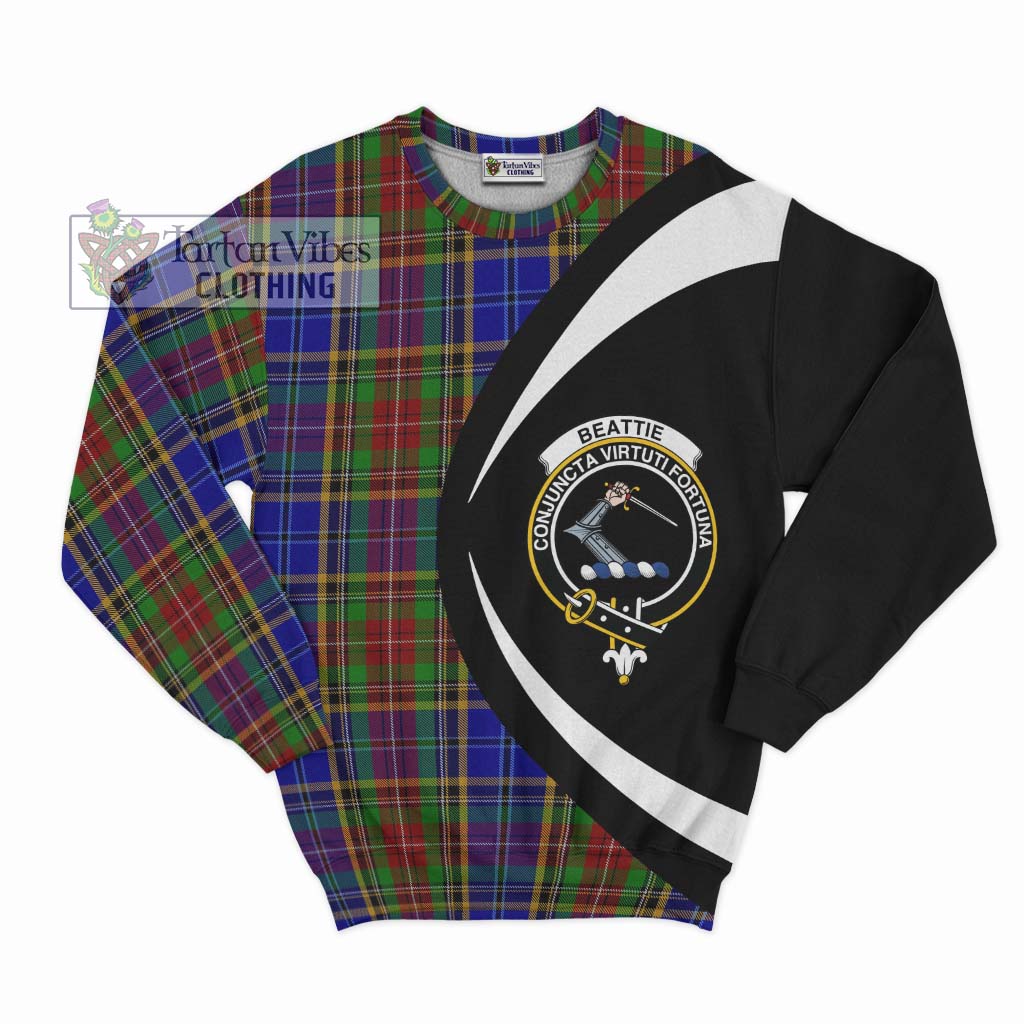 Beattie Tartan Sweatshirt with Family Crest Circle Style Unisex - Tartan Vibes Clothing