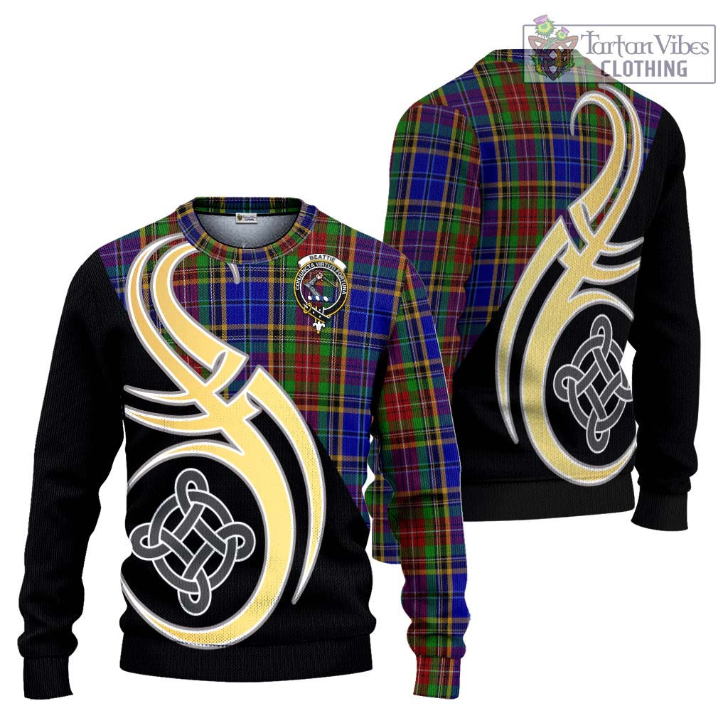Beattie Tartan Ugly Sweater with Family Crest and Celtic Symbol Style Unisex - Tartan Vibes Clothing