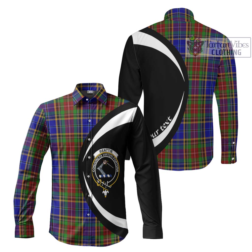Beattie Tartan Long Sleeve Button Up with Family Crest Circle Style Men's Shirt S - Tartan Vibes Clothing